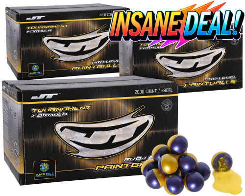 3 Cases of JT Tournament Paintballs (6,000 Rounds Total) - Yellow Fill ( .68 Caliber )