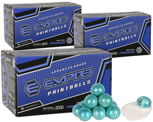 3 Cases of Empire Premium Paintballs (6,000 Rounds Total) - Carbon Pearl Shell White Fill ( .68 Caliber )