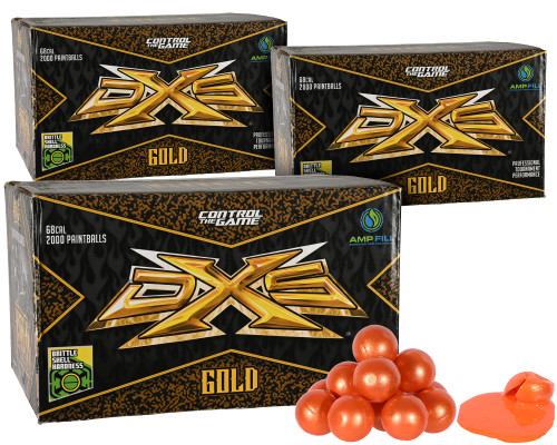 3 Cases of DXS Gold Paintballs (6,000 Rounds Total) - Orange Fill ( . 68 Caliber )