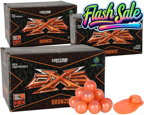 3 Cases of DXS Bronze Paintballs (6,000 Rounds Total) - Orange Fill ( . 68 Caliber )
