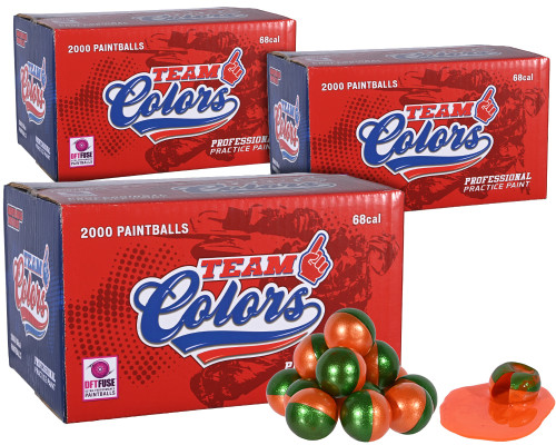 3 Cases of GI Sportz 3 Star Team Colors Paintballs (6,000 Rounds Total) - Orange Fill ( .68 Caliber )