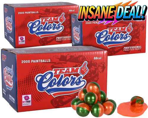 3 Cases of GI Sportz 3 Star Team Colors Paintballs (6,000 Rounds Total) - Orange Fill ( .68 Caliber )