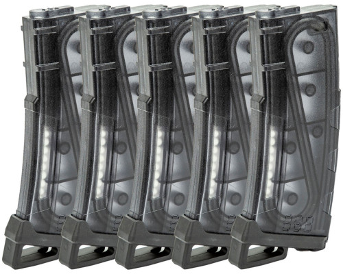 Lancer Tactical 130 Round High Speed Mid-Cap Magazine (5 Pack) - Smoked (LT-MIDMAG-HSS-5P)