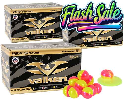 Valken Redemption Paintball Bundle (3 Cases - 6,000 Rounds Total) - Yellow Fill ( .68 Caliber )