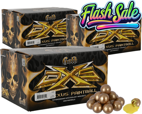 3 Cases of DXS Gold Paintballs (6,000 Rounds Total) - Tournament Yellow Fill ( . 68 Caliber )
