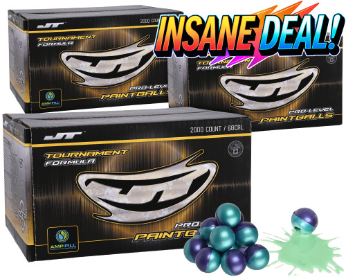 3 Cases of JT Tournament Paintballs (6,000 Rounds Total) - Teal Fill ( .68 Caliber )