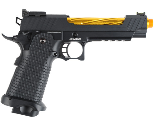 Jag Arms GMX-1 Gas Blow Back Airsoft Pistol - Black w/ Gold Barrel