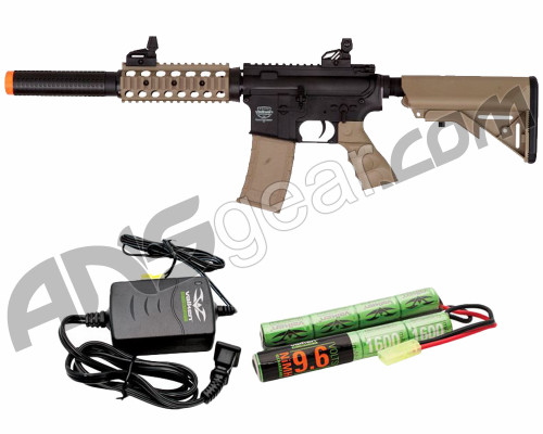 Valken Tactical Battle Machine V2.0 SD AEG Airsoft Gun Package Kit - Black/DST