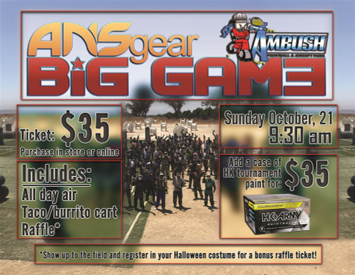 ANSgear Big Game Ticket  - 10/21/18 - AMBUSH PAINTBALL PARK