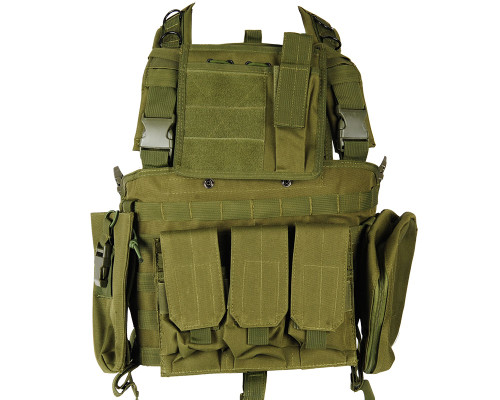 Defcon Gear 600 Denier Commando Airsoft Chest Rig Vest - Olive Drab