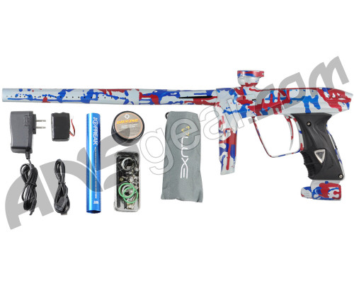 DLX Luxe 2.0 Paintball Gun - Pearl White/Blue/Red Splash