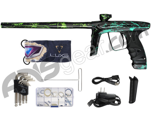 DLX Luxe Ice Paintball Gun - Polished Black w/ Green Splash Fade