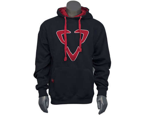 DLX Luxe Logo Pull Over Hooded Sweatshirt - Black/Red