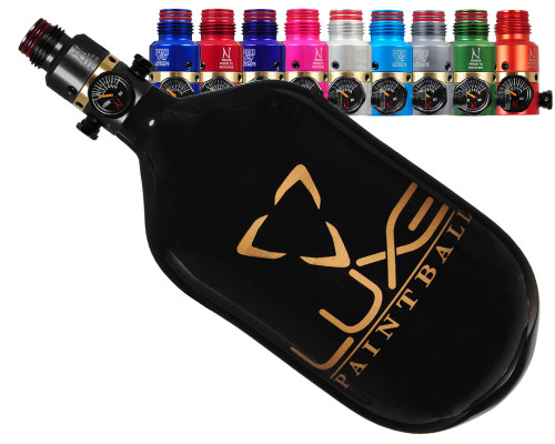 DLX Luxe CLS Carbon Fiber Air Tank - 68/4500 w/ Ninja Pro V2 Ultralite Regulator - Black/Gold