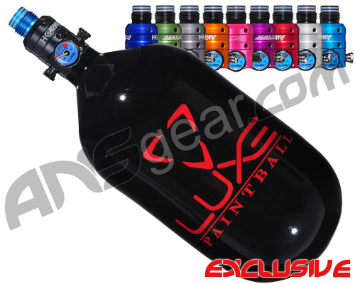 DLX Luxe CLS Carbon Fiber Air Tank - 68/4500 w/ HK Army Pro Adjustable Regulator - Black/Red