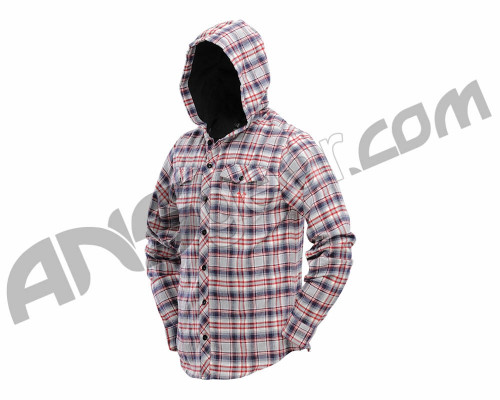 Dye Flannel Hooded Sweatshirt - Grey/Red