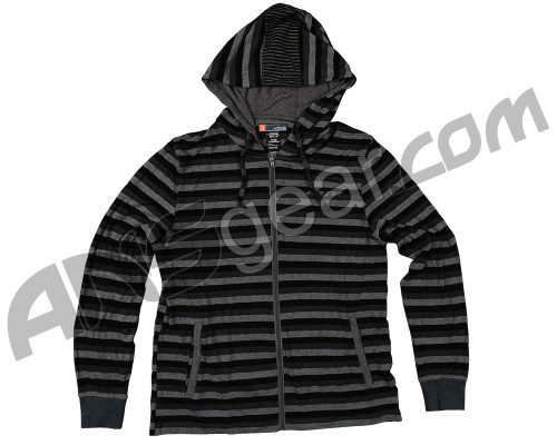 Dye Stripes Zip Up Hooded Sweatshirt - Grey