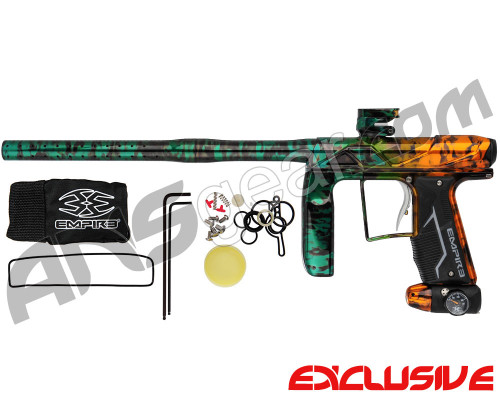 Empire Axe Pro Paintball Gun - Polished Acid Wash Emerald/Orange Fade