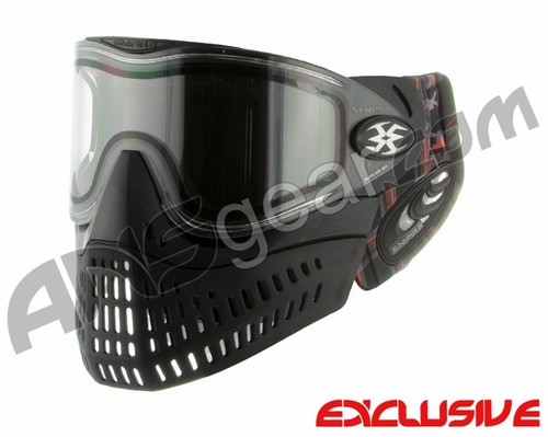 Empire E-Flex Paintball Mask w/ Plaid Soft Ears & Red Camo Strap - Black