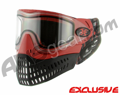 Empire E-Flex Paintball Mask w/ Plaid Soft Ears & Red Camo Strap - Red