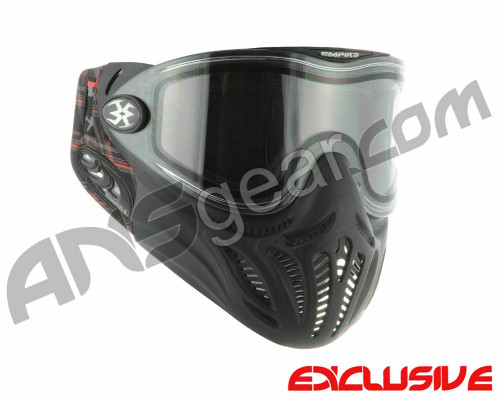 Empire E-Vents Paintball Mask w/ Plaid Soft Ears & Red Camo Strap - Black