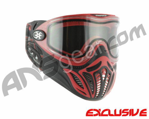 Empire E-Vents Paintball Mask w/ Plaid Soft Ears & Red Camo Strap - Red