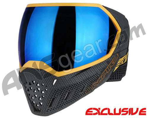 Empire EVS Paintball Mask - SE Weave Gold w/ Blue Mirror Lens