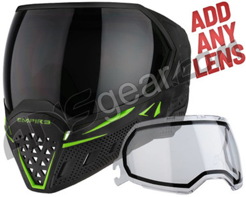 Empire EVS Paintball Mask - Black/Lime Green w/ Ninja & Clear Lenses + Additional Lens Of Your Choice!