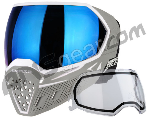 Empire EVS Paintball Mask - White/Grey w/ Blue Mirror & Clear Lenses