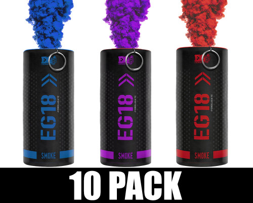 Enola Gaye EG18 Smoke Grenade 10 Pack - Cosmic (Blue/Purple/Red)