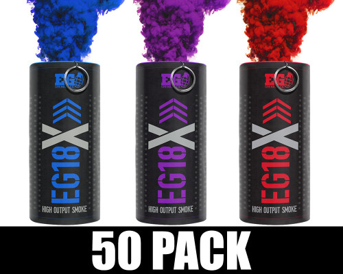 Enola Gaye EG18X Military Smoke Grenade 50 Pack - Cosmic (Blue/Purple/Red)