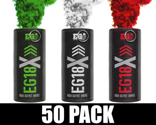 Enola Gaye EG18X Military Smoke Grenade 50 Pack - Mexico/Italy (Green/Red/White)