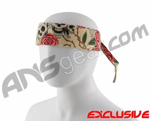 Full Clip Headband - Skull Roses Tan
