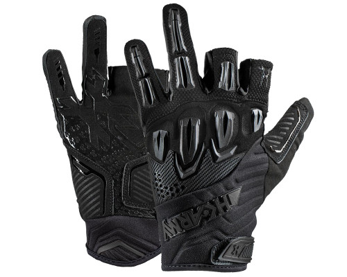 HK Army Hardline Armored Half Finger Paintball Gloves - Blackout