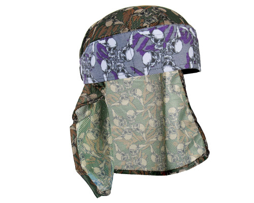 HK Army Hostilewear Headwrap - Purple Skulls/Forest Skull Mesh