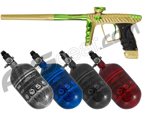 HK Army Luxe X Paintball Gun w/ FREE Aerolite 68/4500 Tank w/ Std Reg - Dust Gold/Neon Green