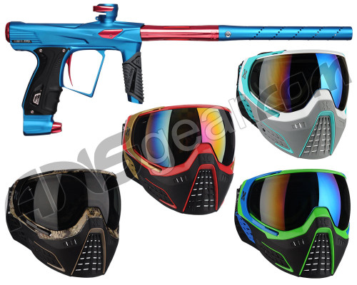 HK Army Shocker RSX Paintball Gun w/ Free KLR Mask - Dust Blue/Red