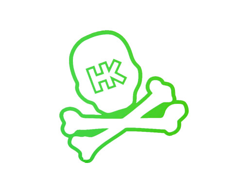 HK Army Giant 15 Inch Skull Car Sticker - Green