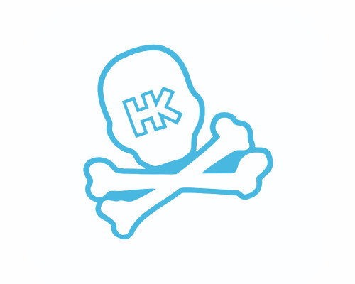 HK Army Giant 15 Inch Skull Car Sticker - Teal
