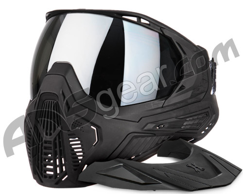 HK Army SLR Paintball Mask w/ Free Visor - (Black/Black w/ Mirage Chrome Lens)