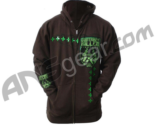 Contract Killer Bellator Zip Up Hoodie - Cocoa/Foil Green