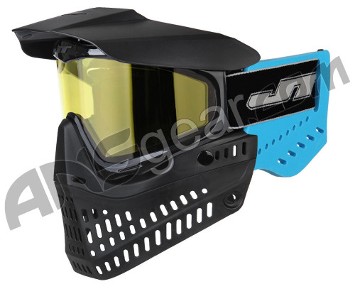 JT ProFlex (Old School) Thermal Paintball Mask - Black/Sky Blue w/ Yellow Lens