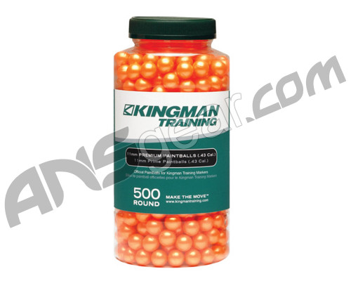 Kingman Training 11mm Premium Paintballs - 500 Round Bottle - Orange