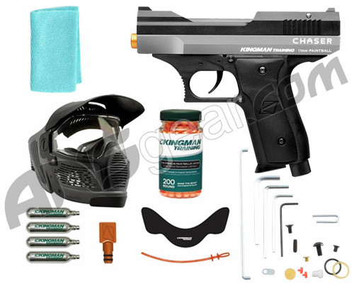 Kingman Training Chaser 43 Caliber Paintball Pistol Players Pack - Silver