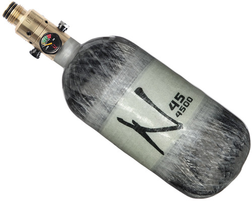 Ninja Lite Carbon Fiber Air Tank - 45/4500 w/ (SLX) All Brass Pro V2 Regulator - Grey Ghost