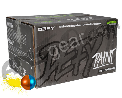D3FY Sports Level 1 Practice 100 Round Paintballs - Copper/Blue Shell Yellow Fill ( .68 Caliber )