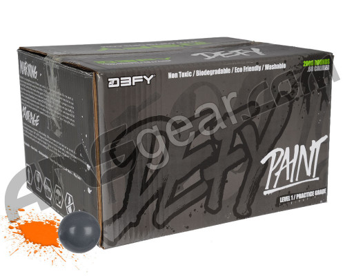 D3FY Sports Level 1 Practice 100 Round Paintballs - Grey Shell Orange Fill ( .68 Caliber )