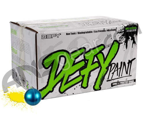 D3FY Sports Level 1 Practice 500 Round Paintballs - Blue Shell Yellow Fill ( .68 Caliber )