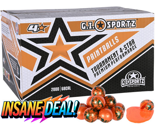 GI Sportz 4 Star 2,000 Round Paintball Case - Orange Fill ( .68 Caliber )