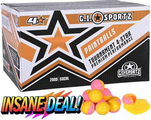 GI Sportz 4 Star 2,000 Round Paintball Case - Yellow Fill ( .68 Caliber )
